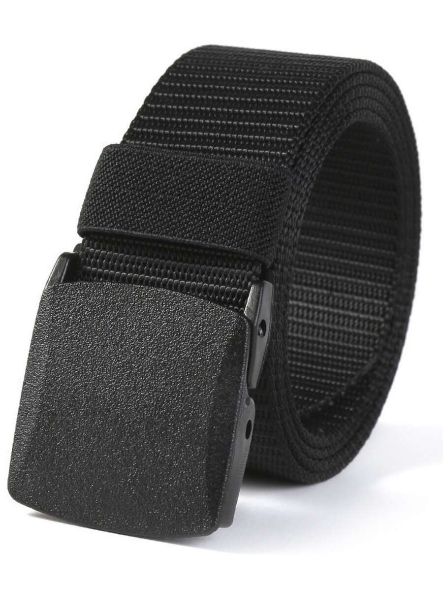 1pc Men Minimalist Casual Style Tape Belt, For Daily Life - Black - View 1
