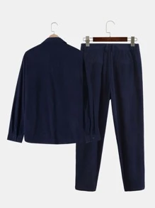 Manfinity Men Colour Block Corduroy Shirt & Trousers Without Tee - Multicolor - View 2