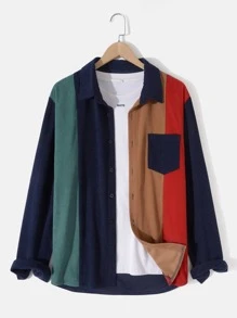 Manfinity Men Colour Block Corduroy Shirt & Trousers Without Tee - Multicolor - View 3