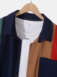 Manfinity Men Colour Block Corduroy Shirt & Trousers Without Tee - Multicolor - View 4
