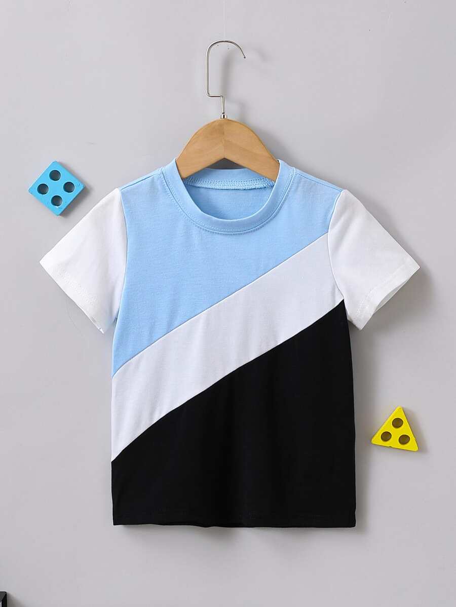 SHEIN Toddler Boys Colour Block Tee - Multicolor - View 1