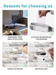 5pcs/set Brick Pattern Waterproof Kitchen Sticker, Modern PVC Waterproof Kitchen Wall Decal For Household - Multicolor - View 6