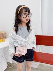 Girls Bow Decor Square Bag - Pink - View 2