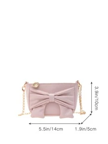 Girls Bow Decor Square Bag - Pink - View 3