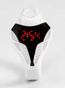 1pc New LED Digital Watch, Fashion Snake Head Design Electronic Watch - White - View 2