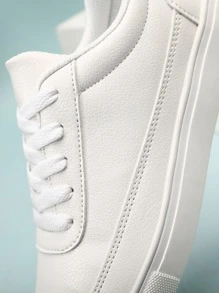 Minimalist Lace Up Front Skate Shoes - White - View 8