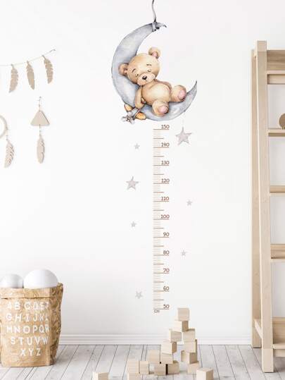 Sleeping Bear Moon Decorative Height Wall Sticker Set Gifts Birthday Graduation