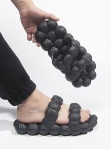 Men Double Strap Slide Sandals - Black - View 1