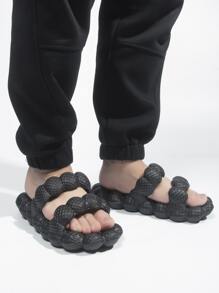 Men Double Strap Slide Sandals - Black - View 3