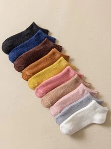 10對素色毛茸茸短襪 - 彩色 - 查看 1