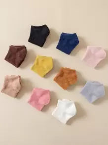 10對素色毛茸茸短襪 - 彩色 - 查看 3