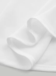 SHEIN MOD 荷葉袖不對稱下擺襯衫 - 白色 - 查看 7