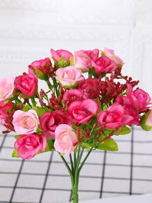 小型人造21朵玫瑰花束,適用於家庭裝飾 - 粉色 - 查看 4