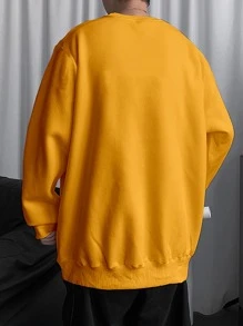 Manfinity Hypemode Loose Fit Men's Cartoon Graphic Sweatshirt - Mustard Yellow - View 2