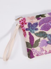隨機花朵圖案草編包亮片裝飾 - 彩色 - 查看 6