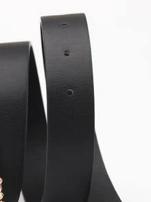 Cinturón con diseño de diamante de imitación con hebilla cuadrada - Negro - Ver 3