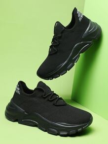 Men's Fashion Casual Versatile Breathable Textile Athletic Shoes - Black - View 2