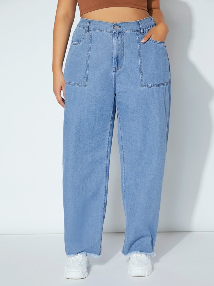 Jeans de talle alto con bolsillo oblicuo - Lavado ligero - Añade 5