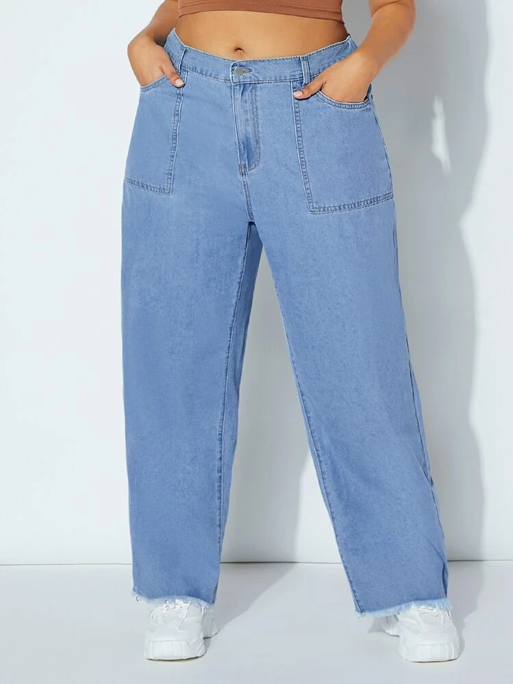 Jeans de talle alto con bolsillo oblicuo - Lavado ligero - Añade 1