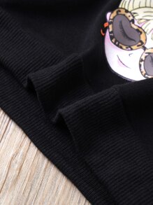 Toddler Girls Figure Graphic Pullover & Ripped Belted Jeans - Multicolor - View 5