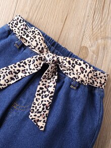 Toddler Girls Figure Graphic Pullover & Ripped Belted Jeans - Multicolor - View 8