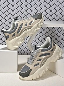Lace-up Front Chunky Sneakers - Multicolor - View 2
