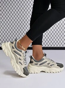 Lace-up Front Chunky Sneakers - Multicolor - View 3