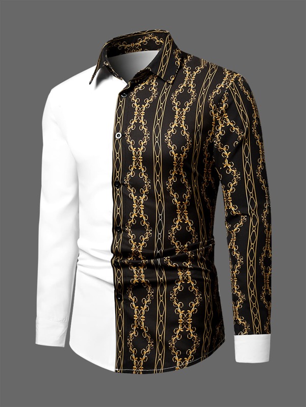 Manfinity AFTRDRK Men Baroque Print Shirt SHEIN UK