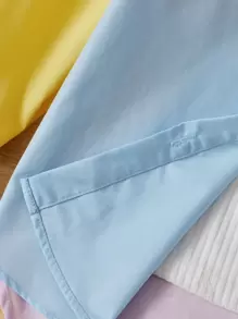 SHEIN 小女童撞色高低下擺襯衫不帶T恤 - 彩色 - 查看 3