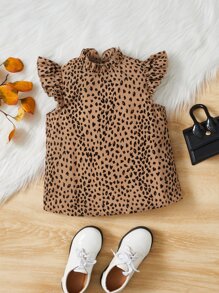 SHEIN Young Girl Dalmatian Print Ruffle Trim Blouse - Multicolor - View 1