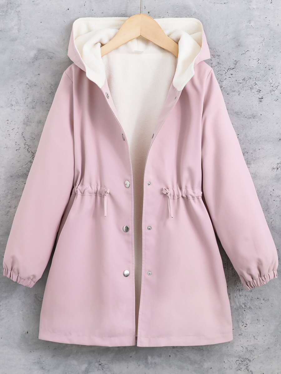 女孩腰部抽繩連帽外套 - 淺粉色 - 查看 1