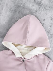 女孩腰部抽繩連帽外套 - 淺粉色 - 查看 3