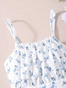 Tank Tops & Camis Bé Gái viền lá sen Nếp gấp Phần Ngực Họa tiết hoa Boho - trắng - Xem 6