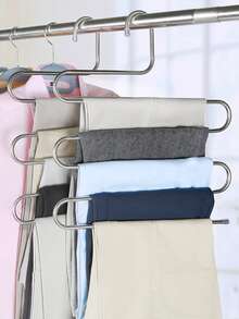 1pc Stainless Steel Pants Hanger - Silver - View 1