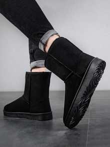 Men Slip On Thermal Lined Snow Boots - Black - View 2