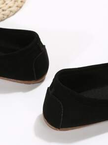 蝴蝶結裝飾仿麂皮平底樂福鞋 - 黑色 - 查看 3