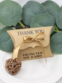 Hộp quà tặng đồ họa khẩu hiệu 10 chiếc, Hộp kẹo giấy tiệc cưới - màu nâu - Xem 1