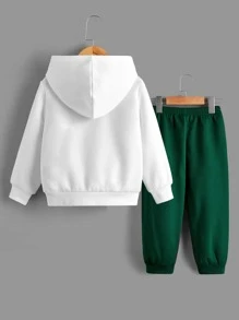SHEIN Chàng trai trẻ Đồ họa ô tô và khẩu hiệu Áo Hoodie & Quần thể thao - Nhiều màu - Xem 2