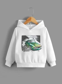 SHEIN Chàng trai trẻ Đồ họa ô tô và khẩu hiệu Áo Hoodie & Quần thể thao - Nhiều màu - Xem 9
