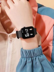 Niños Reloj digital impermeable cuadrado esfera - Negro - Ver 3