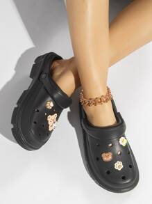 Zapatos de pescador de madera calados negros transpirables para mujer - Negro - Ver 1