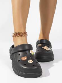 Zapatos de pescador de madera calados negros transpirables para mujer - Negro - Ver 3