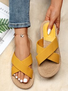 Sandalias con tira cruzada - Mostaza Amarilla - Ver 1