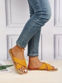 Sandalias con tira cruzada - Mostaza Amarilla - Ver 2