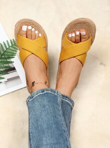 Sandalias con tira cruzada - Mostaza Amarilla - Ver 3