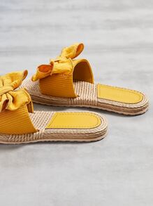 Sandalias amarillas de vacaciones para mujer, sandalias con detalle de puntadas decorativas con lazo - Amarillo - Ver 6