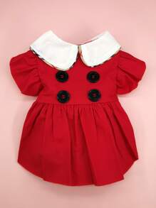 1pc Button Detail Pet Dress - Multicolor - View 1