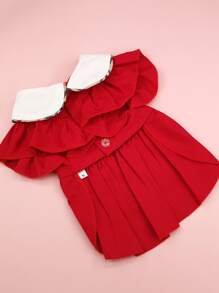 1pc Button Detail Pet Dress - Multicolor - View 4