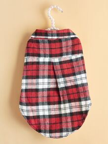 1入組格紋印花寵物POLO衫適用於小和中等寵物