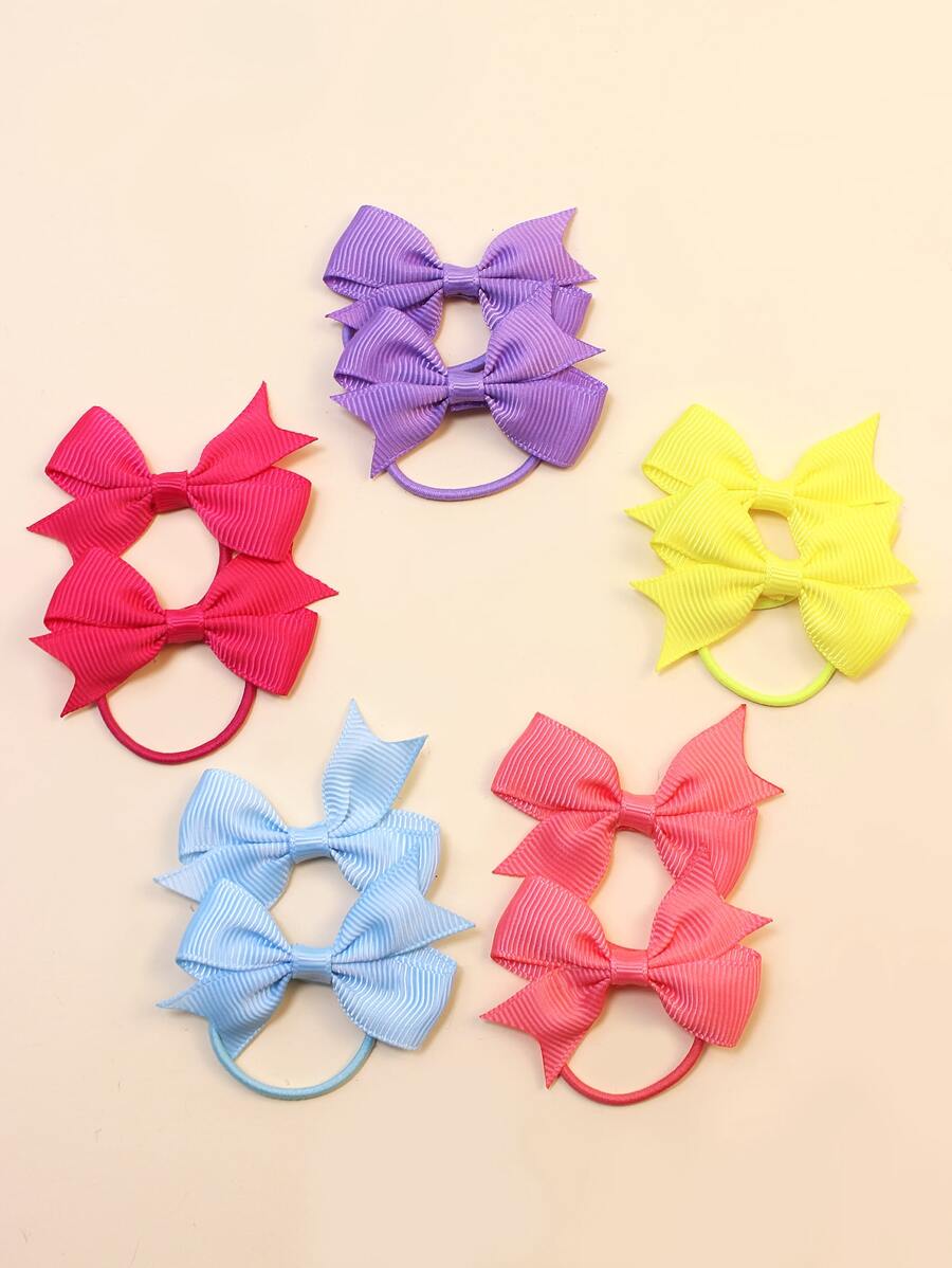 10入組小女童蝴蝶結裝飾髮圈 - 淺藍色 - 查看 1